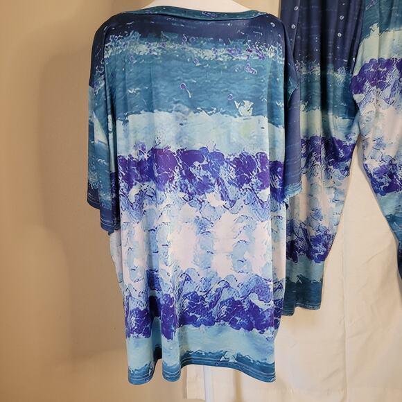 Women's 5XL Blue & White Pajama Set - Comfort & Style - Picture 7 of 16
